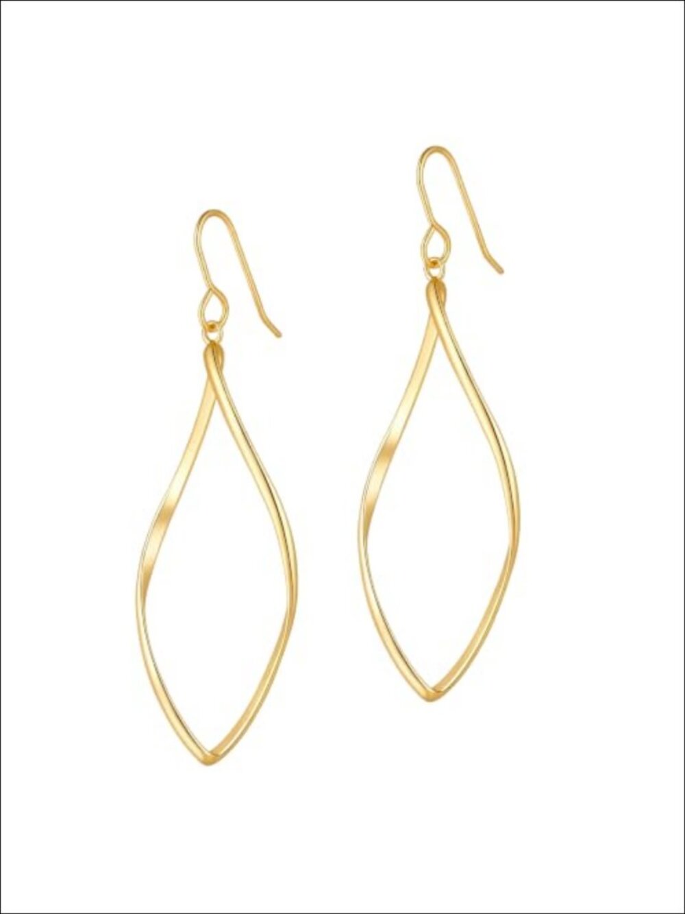 14K Gold Plated Hoop Earrings 25mm Drop Dangle Women's